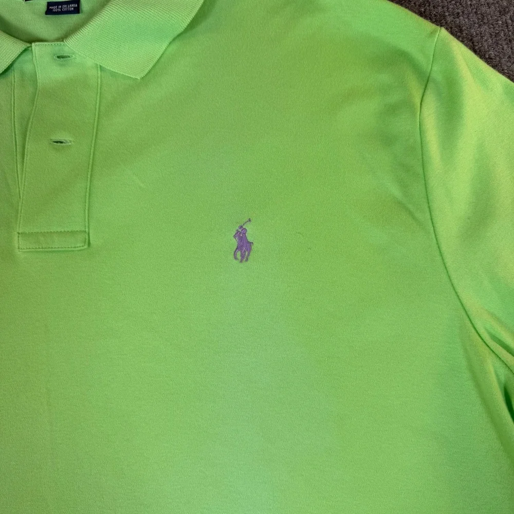 Polo Ralph Lauren Mens XL Green Purple Pony Cotton Interlock Polo Shirt #3013 - Picture 4 of 6
